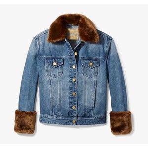 Michael Kors Faux Fur Trim Denim Jacket Size: Medium NWT